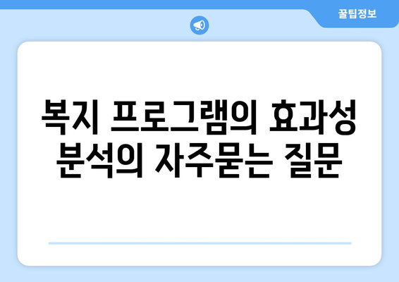 복지 프로그램의 효과성 분석