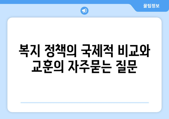 복지 정책의 국제적 비교와 교훈